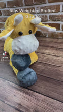 Load and play video in Gallery viewer, 2lbs -10lbs Weighted Giraffe Stuffed Minky Animal Lap Pad -for Comfort, Special Needs, Sleep, Anxiety and Stress Relief - Custom Made