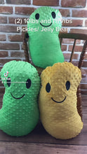 Load and play video in Gallery viewer, 2lbs -15lbs Weighted  Pickle or Jelly Bean Stuffed Minky Animal Lap Pad -for Comfort, Special Needs, Sleep, Anxiety and Stress Relief - Custom Made