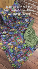 Load and play video in Gallery viewer, Beauty and the Beast Weighted Blanket or Lap Pad Cotton Fabric - Toddler, Child, Teen, Adult -Dot Minky - Anxiety, Sleep.