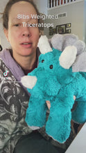Load and play video in Gallery viewer, 2lbs -10lbs Weighted  Triceratops Dinosaur Stuffed Minky Animal Lap Pad -for Comfort, Special Needs, Sleep, Anxiety and Stress Relief - Custom Made