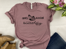 Load image into Gallery viewer, Anti-Social Butterfly - Anti Social  Tee- Bella Canvas T-shirt - Funny fun - Introvert