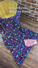 Load and play video in Gallery viewer, Unicorn and Rainbow Cotton Weighted Blanket or Lap Pad Cotton Fabric - Toddler, Child, Teen, Adult -Dot Minky - Anxiety, Sleep.