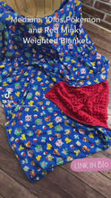 Load and play video in Gallery viewer, Blue Pokemon Weighted Blanket or Lap Pad Cotton Fabric - Toddler, Child, Teen, Adult -Dot Minky - Anxiety, Sleep.