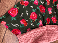 Load image into Gallery viewer, Cottage Roses floral - Weighted Blanket or Lap Pad Cotton Fabric - Toddler, Child, Teen, Adult -Dot Minky - Anxiety, Sleep.