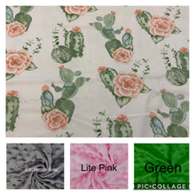 Load image into Gallery viewer, Camila Rose Cactus Flower Flannel Weighted Blanket or Lap Pad Cotton Fabric - Toddler, Child, Teen, Adult -Dot Minky - Anxiety, Sleep.