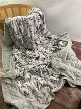 Load image into Gallery viewer, Paris, Roses and Eiffel Tower Cotton Weighted Blanket or Lap Pad Cotton Fabric - Toddler, Child, Teen, Adult -Dot Minky - Anxiety, Sleep.