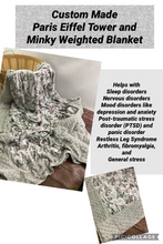 Load image into Gallery viewer, Paris, Roses and Eiffel Tower Cotton Weighted Blanket or Lap Pad Cotton Fabric - Toddler, Child, Teen, Adult -Dot Minky - Anxiety, Sleep.