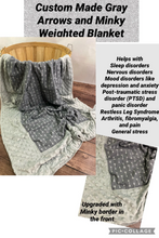 Load image into Gallery viewer, Gray Arrows Weighted Blanket or Lap Pad Cotton Fabric - Toddler, Child, Teen, Adult -Dot Minky - Anxiety, Sleep.