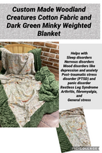 Load image into Gallery viewer, Woodland creatures - Deer, Fox, Owl, Rabbit- Weighted Blanket or Lap Pad Cotton Fabric - Toddler, Child, Teen, Adult -Dot Minky