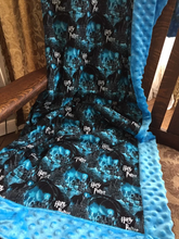 Load image into Gallery viewer, Wizard House and Moon  Weighted Blanket or Lap Pad Cotton Fabric - Toddler, Child, Teen, Adult -Dot Minky - Anxiety, Sleep.