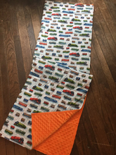 Load image into Gallery viewer, Trains Weighted Blanket or Lap Pad Cotton Fabric - Toddler, Child, Teen, Adult -Dot Minky - Anxiety, Sleep.
