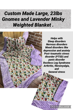 Load image into Gallery viewer, Garden Gnomes with Flowers  Cotton Weighted Blanket or Lap Pad Cotton Fabric - Toddler, Child, Teen, Adult -Dot Minky - Anxiety, Sleep.