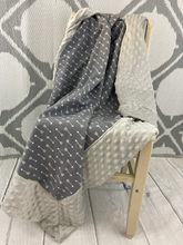 Load image into Gallery viewer, Gray Arrows Weighted Blanket or Lap Pad Cotton Fabric - Toddler, Child, Teen, Adult -Dot Minky - Anxiety, Sleep.