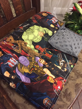 Load image into Gallery viewer, Avengers Infinity Wars Weighted Blanket or Lap Pad Cotton Fabric - Toddler, Child, Teen, Adult -Dot Minky - Anxiety, Sleep.