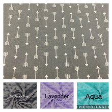 Load image into Gallery viewer, Gray Arrows Weighted Blanket or Lap Pad Cotton Fabric - Toddler, Child, Teen, Adult -Dot Minky - Anxiety, Sleep.
