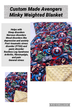 Load image into Gallery viewer, Marvel Comic Avengers Captain America, Iron Man Weighted Blanket or Lap Pad Cotton Fabric - Toddler, Child, Teen, Adult -Dot Minky - Anxiety, Sleep.