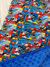 Load image into Gallery viewer, DC Comics Superman Weighted Blanket or Lap Pad Cotton Fabric - Toddler, Child, Teen, Adult -Dot Minky - Anxiety, Sleep.