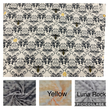 Load image into Gallery viewer, Bumble Bee Damask Weighted Blanket or Lap Pad Cotton Fabric - Toddler, Child, Teen, Adult -Dot Minky - Anxiety, Sleep.