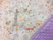 Load image into Gallery viewer, Woodland creatures - Deer, Fox, Owl, Rabbit- Weighted Blanket or Lap Pad Cotton Fabric - Toddler, Child, Teen, Adult -Dot Minky
