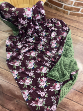 Load image into Gallery viewer, Maroon Roses - Flowers Weighted Blanket or Lap Pad Cotton Fabric - Toddler, Child, Teen, Adult -Dot Minky - Anxiety, Sleep.