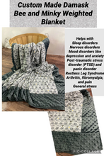 Load image into Gallery viewer, Bumble Bee Damask Weighted Blanket or Lap Pad Cotton Fabric - Toddler, Child, Teen, Adult -Dot Minky - Anxiety, Sleep.