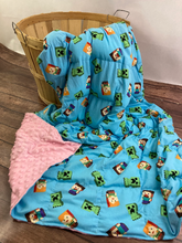 Load image into Gallery viewer, Minecraft Weighted Blanket or Lap Pad Cotton Fabric - Toddler, Child, Teen, Adult -Dot Minky - Anxiety, Sleep.