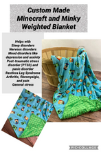 Load image into Gallery viewer, Minecraft Weighted Blanket or Lap Pad Cotton Fabric - Toddler, Child, Teen, Adult -Dot Minky - Anxiety, Sleep.