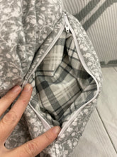 Load image into Gallery viewer, Infinity Scarf with Hidden Zipper Pocket.Gray Floral flannel.