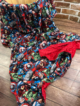 Load image into Gallery viewer, READY TO SHIP -10lbs Weighted Blanket - Avengers   With Red Minky- Toddler, Kids, Child, Teen, Adult  - Anxiety Sleep - Captain America Thor
