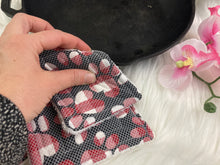 Load image into Gallery viewer, Buffalo Plaid Dog Paw Print Reusable Kitchen Sponges- Perfect for cleaning dishes, counters and Cast Iron Pots. Mesh side for extra cleaning power.