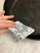 Load image into Gallery viewer, Gray Scroll Reusable Kitchen Sponges- Perfect for cleaning dishes, counters and Cast Iron Pots. Mesh side for extra cleaning power.