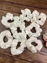 Load image into Gallery viewer, Wedding Dress Fabric Memory Keepsake Hair Scrunchies -Handmade  Elastic Ties - Hairstyle Accessory - Bridal Gown, Prom Gown,  Clothes