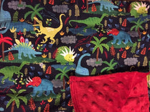 Load image into Gallery viewer, Blue Dino Dinosaur  -Weighted Blanket or Lap Pad Cotton Fabric - Toddler, Child, Teen, Adult -Dot Minky - Anxiety, Sleep.