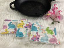 Load image into Gallery viewer, Cute Spring Easter Bunnies Reusable Kitchen Sponges- Perfect for cleaning dishes, counters and Cast Iron Pots. Mesh side for extra cleaning power.