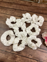 Load image into Gallery viewer, Wedding Dress Fabric Memory Keepsake Hair Scrunchies -Handmade  Elastic Ties - Hairstyle Accessory - Bridal Gown, Prom Gown,  Clothes