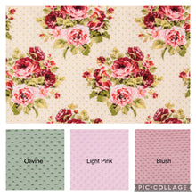 Load image into Gallery viewer, Cream Floral Roses and Dots Calico- Weighted Blanket or Lap Pad Cotton Fabric - Toddler, Child, Teen, Adult -Dot Minky - Anxiety, Sleep.