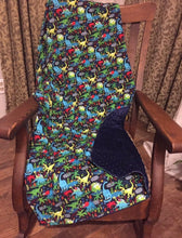 Load image into Gallery viewer, Blue Dino Dinosaur  -Weighted Blanket or Lap Pad Cotton Fabric - Toddler, Child, Teen, Adult -Dot Minky - Anxiety, Sleep.
