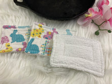 Load image into Gallery viewer, Cute Spring Easter Bunnies Reusable Kitchen Sponges- Perfect for cleaning dishes, counters and Cast Iron Pots. Mesh side for extra cleaning power.