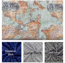 Load image into Gallery viewer, Vintage World Atlas Map - Weighted Blanket or Lap Pad Cotton Fabric - Toddler, Child, Teen, Adult -Dot Minky - Anxiety, Sleep.