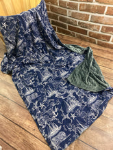Load image into Gallery viewer, Navy Nautical Maps and Boats Sea Cotton Weighted Blanket or Lap Pad Cotton Fabric - Toddler, Child, Teen, Adult -Dot Minky - Anxiety, Sleep.