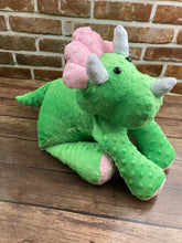 Load image into Gallery viewer, 2lbs -10lbs Weighted  Triceratops Dinosaur Stuffed Minky Animal Lap Pad -for Comfort, Special Needs, Sleep, Anxiety and Stress Relief - Custom Made