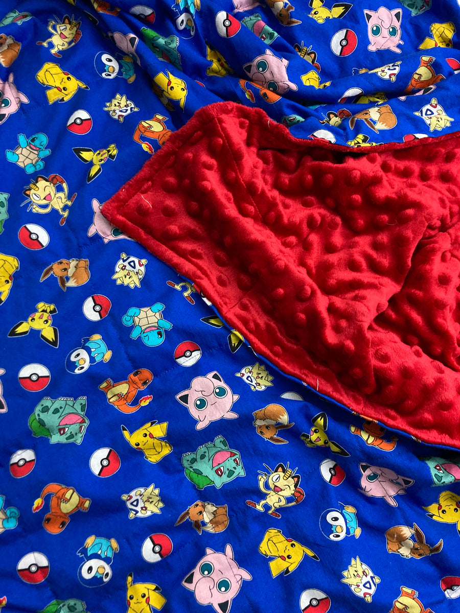 Blue Pokemon Weighted Blanket or Lap Pad Cotton Fabric Toddler
