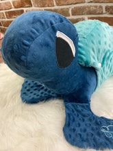 Load image into Gallery viewer, 2lbs -10lbs Weighted  Stuffed Turtle Minky Animal Lap Pad -for Comfort, Special Needs, Sleep, Anxiety and Stress Relief - Custom Made