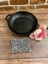 Load image into Gallery viewer, Christmas Candy Canes Reusable Kitchen Sponges- Perfect for cleaning dishes, counters and Cast Iron Pots. Mesh side for extra cleaning power.