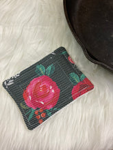 Load image into Gallery viewer, Red Roses Floral Reusable Kitchen Sponges- Perfect for cleaning dishes, counters and Cast Iron Pots. Mesh side for extra cleaning power.