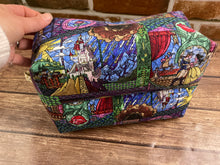 Load image into Gallery viewer, Beauty and the Beast Zipper Makeup Pouch Boxy Bag