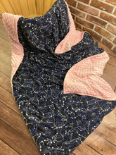 Load image into Gallery viewer, Constellation, Galaxy, Stars Glow in the Dark Weighted Blanket or Lap Pad Cotton Fabric - Toddler, Child, Teen, Adult -Dot Minky - Anxiety, Sleep.