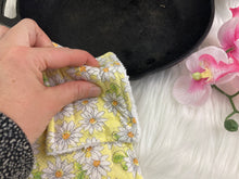 Load image into Gallery viewer, Yellow Daisy Reusable Kitchen Sponges- Perfect for cleaning dishes, counters and Cast Iron Pots. Mesh side for extra cleaning power.
