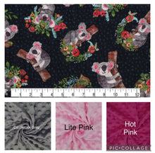 Load image into Gallery viewer, Koala and Flowers - Weighted Blanket or Lap Pad Cotton Fabric - Toddler, Child, Teen, Adult -Dot Minky - Anxiety, Sleep.