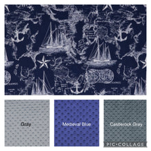 Load image into Gallery viewer, Navy Nautical Maps and Boats Sea Cotton Weighted Blanket or Lap Pad Cotton Fabric - Toddler, Child, Teen, Adult -Dot Minky - Anxiety, Sleep.